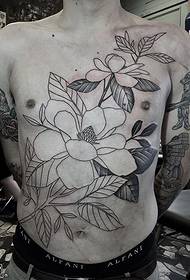 ຮູບແບບ tattoo floral ທ້ອງ