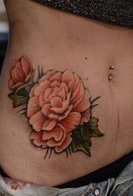 modne ženske Abdomen precej rose vzorec tatoo, da uživajo v sliki