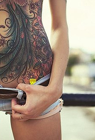 mergaičių pilvo phoenix spalvos totem Europa ir Amerika Alternatyvi tatuiruotė