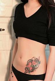 sexy charm charming little beauty slim waist snake tattoo