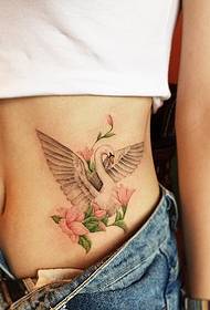 ntxhais lub plab zoo nkauj heev swan paj tattoo