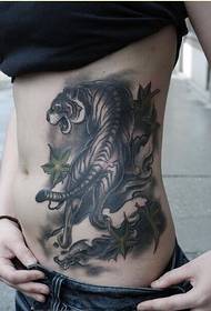 mode sexig skönhet mage tiger tatuering mönster bild