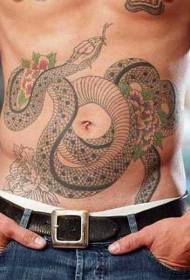 trbušna crna zmija s cvjetnim uzorkom tetovaže