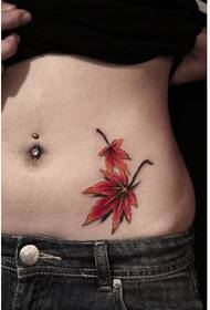 Módne žena brucho krásne a krásne javorový list tetovanie obrázku obrázok