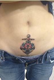 sexy fashion beauty belly beautiful anchor tattoo pattern picture