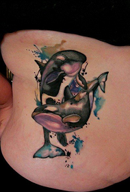 Inkoustový styl delfínů tetování vzor