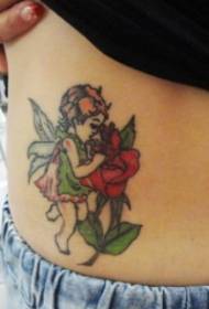 wzór tatuażu tatuaż brzucha anioł róża