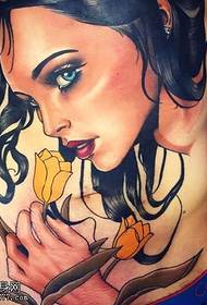abdominal europeisk og amerikansk skjønnhets tatoveringsmønster