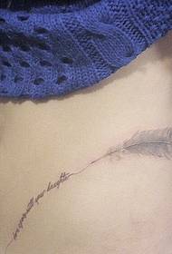 beauty waist simple simple English and feather tattoo