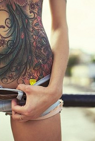 девојчиња стомакот алтернатива феникс боја тетоважа шема