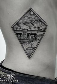 abdomen triangle landscape tattoo pattern