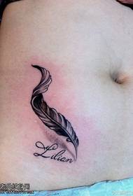 kvinnliga mage fjädrar tatuering mönster