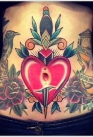 abdomena pugno Kaj ruĝa korforma tatuaje ŝablono