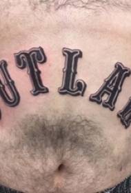 Tattoo English Word Boys kvið svart enska orðið tattoo mynd
