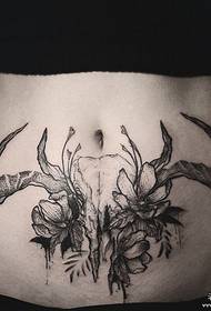 ghimpi antilope abdominale model de tatuaj de flori europene și americane