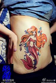 patró de tatuatge de sirena de color abdomen