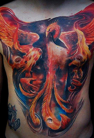 убава работа со тетоважи за феникс на градите