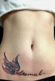 gambar perut tato avant-garde wanita sayap indah