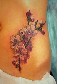 Corak tato plum ayu wanita Abdomen kanggo nyenengake gambar kasebut