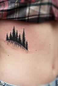 modello del tatuaggio del pino dell'addome