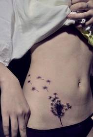 personaliti perut indah dandelion tatu corak gambar