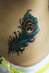 nő hasa színű toll tetoválás munka