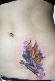 bellesa a l'abdomen bon aspecte de tatuatge d'àngel petit