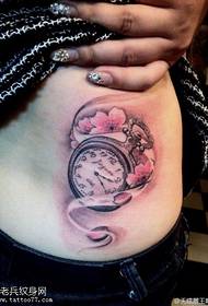 abdominal color clock tattoo pattern