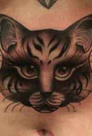 Imagem de tatuagem de avatar de gato abdominal