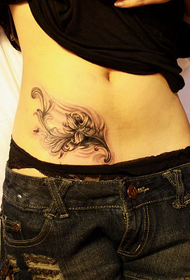 girls belly flower tattoo pattern