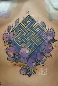 schurende inkt orchidee tattoo patroon 29167 - Abdomen aquarel totem tattoo patroon