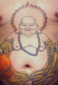 Tattoo Creative Maitreya ar Abdomen 28323 - pictiúir tattoo nude baineann agus cherub ar an mbolg baineann