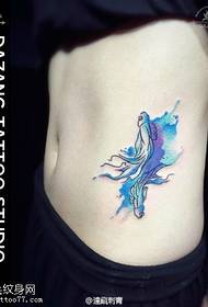 Abdominal Ink Small Fish Tattoo Pattern