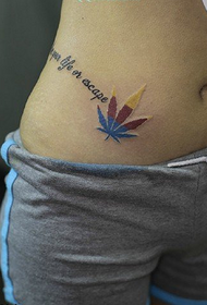 Beauty Color Maple Leaf English Tattoo Patroon
