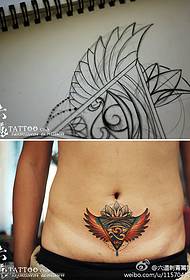 צבעי מים דו-כנפיים בבטן tattoo 熠 עיצוב קעקוע עיניים