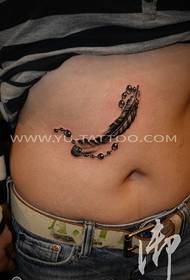 Abdominal Feather Picture Tattoo
