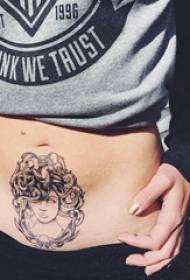 девојка карактер тетоважа шема девојка стомак женски карактер тетоважа шема