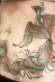 vroulike buik Kleur Phoenix tattoo patroon