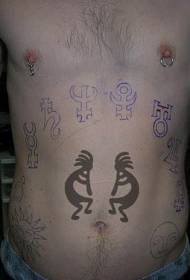 Abdomen Lafrik di Jwe Man senbòl Tattoo Modèl