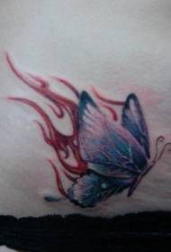 Abdomen good-looking fashion butterfly flame tattoo pattern