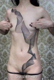 Brzuch Europa abstrakcyjna linia tatuaż wzór