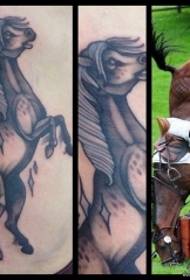 addome Europa e il modello di tatuaggio del cavallo grigio nero