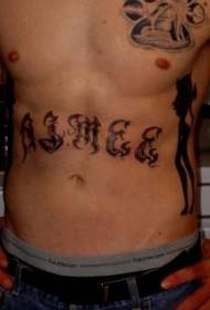 miesten vatsa paha tyttö ja kukka kehon kirje tatuointi malli