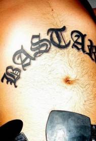 Bauch schwaarz Kaweecheletter Bréif Tattoo Bild