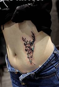 Ang geometric deer tattoo tattoo sa kilid sa pusod cute kaayo