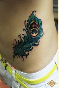 žena brucho celkom dobre vyzerajúce farebné pierko tetovanie vzor obrázok
