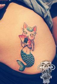 modello di tatuaggio di bellezza pancia popolare popolare testa di gatto sirena