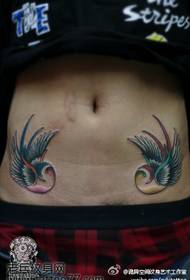 abdominal European-style pigeon tattoo pattern