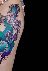 hip akvarel mačji cvijet tetovaža uzorak