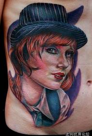 addome colore modello di tatuaggio ritratto bellezza europea e americana
